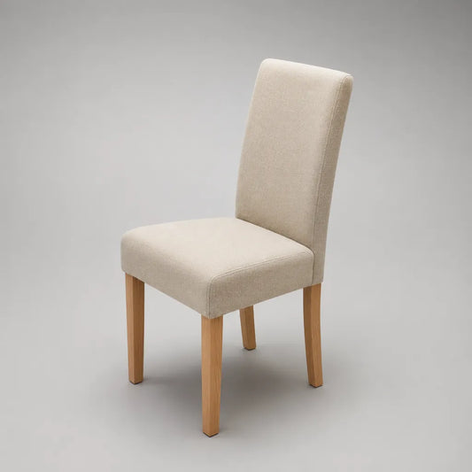 Esszimmerstuhl Polsterstuhl mit Polyesterbezug und Massivholzgestell Beige/Natur 45 × 55 × 96 cm