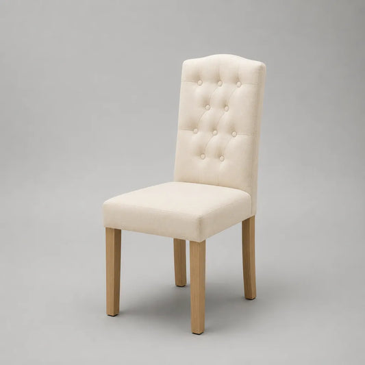Esszimmerstuhl mit Stoffbezug und Holzbeinen, Creme/Natur, 47 × 58 × 101 cm